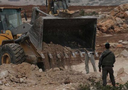 The occupation dredges Palestinians lands south of Nablus