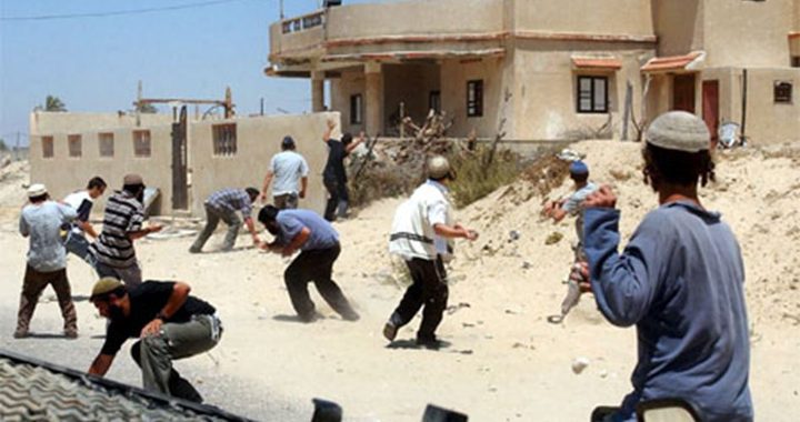 Israeli settlers attack a Palestinian house in Burqa