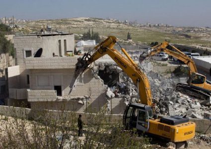 The occupation forces demolish houses in west Jericho