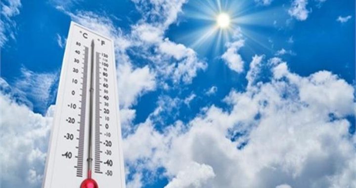 Hot and dry weather with a peak in temperature