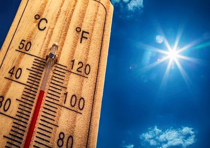 Temperature slightly higher than the annual average