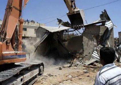 Israel occupation demolishes two families structures east of Hebron