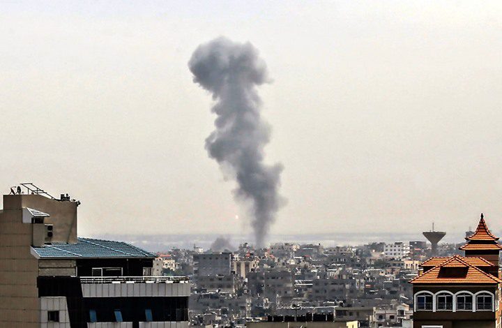 Israeli occupation air strike attacks at Gaza areas