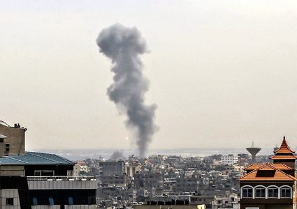 Israeli occupation air strike attacks at Gaza areas