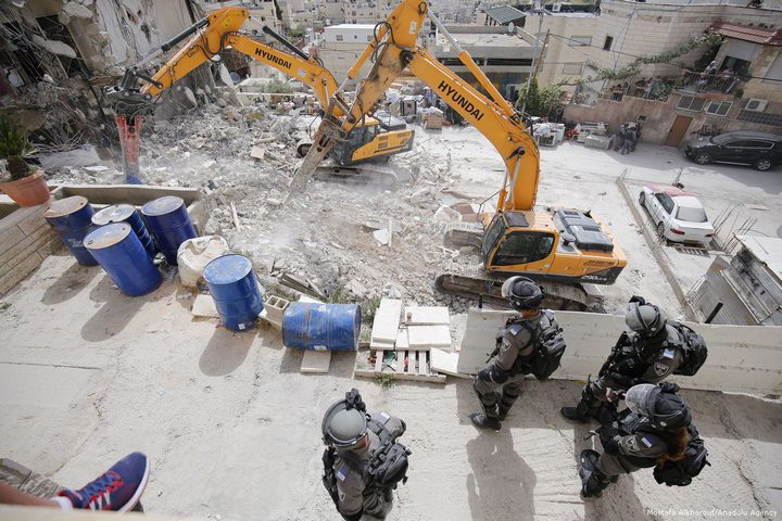 Israeli bulldozers demolished Palestinian-owned structures near Abu Dis town