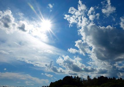 Partially cloudy weather with a chance of rainfall