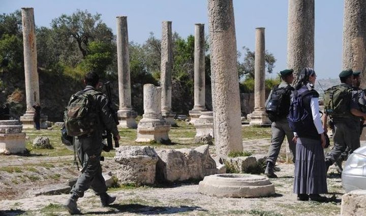 The Israeli occupation breaks into the archaeological site in Sebastia